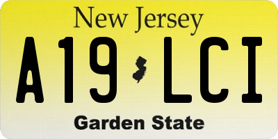 NJ license plate A19LCI