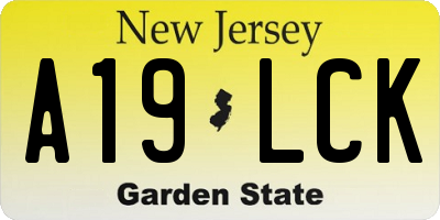 NJ license plate A19LCK