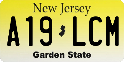 NJ license plate A19LCM