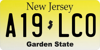 NJ license plate A19LCO