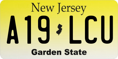 NJ license plate A19LCU