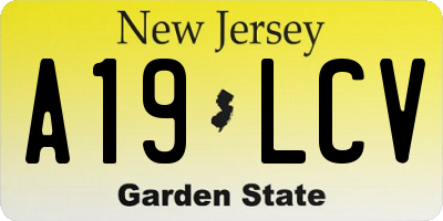 NJ license plate A19LCV