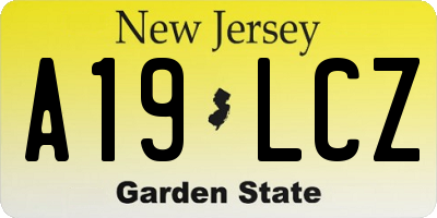 NJ license plate A19LCZ