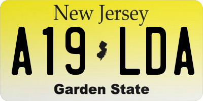 NJ license plate A19LDA