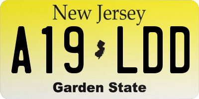 NJ license plate A19LDD