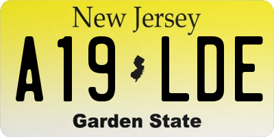 NJ license plate A19LDE