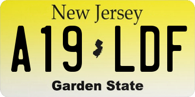 NJ license plate A19LDF