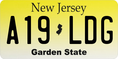 NJ license plate A19LDG