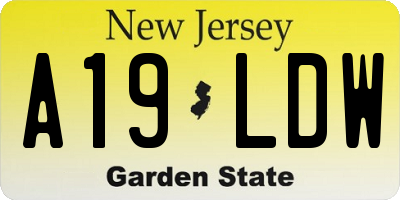 NJ license plate A19LDW