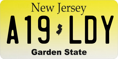 NJ license plate A19LDY