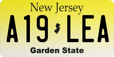 NJ license plate A19LEA