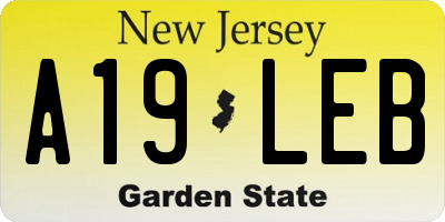 NJ license plate A19LEB