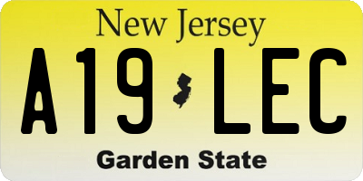 NJ license plate A19LEC