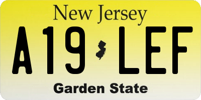 NJ license plate A19LEF