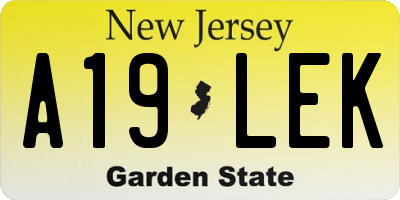 NJ license plate A19LEK