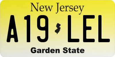 NJ license plate A19LEL