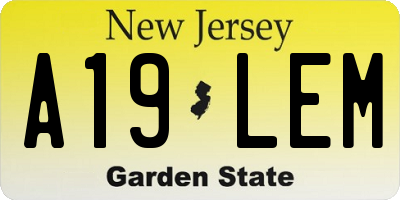 NJ license plate A19LEM