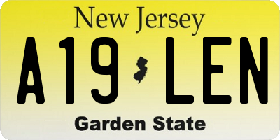 NJ license plate A19LEN