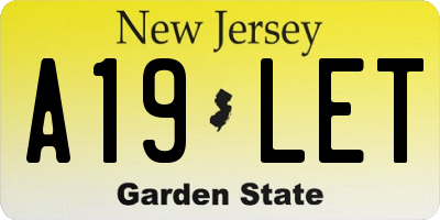 NJ license plate A19LET
