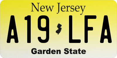NJ license plate A19LFA