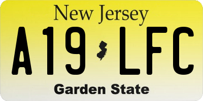 NJ license plate A19LFC