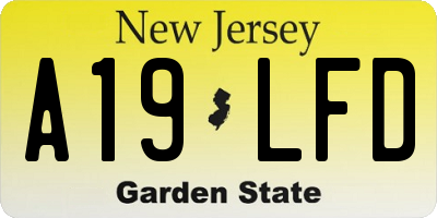 NJ license plate A19LFD
