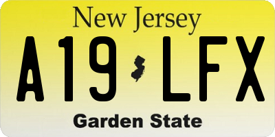NJ license plate A19LFX