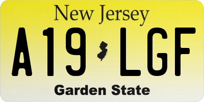 NJ license plate A19LGF