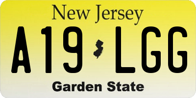 NJ license plate A19LGG