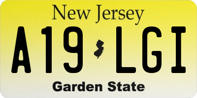 NJ license plate A19LGI