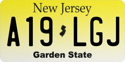 NJ license plate A19LGJ