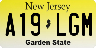 NJ license plate A19LGM