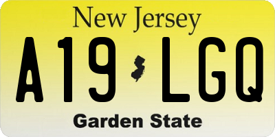 NJ license plate A19LGQ