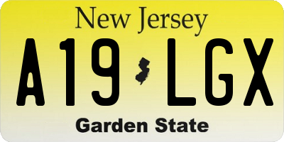NJ license plate A19LGX