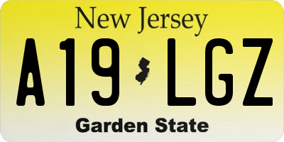 NJ license plate A19LGZ