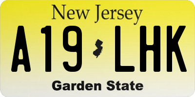 NJ license plate A19LHK