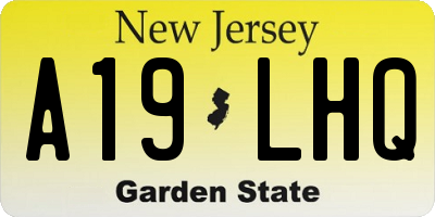 NJ license plate A19LHQ