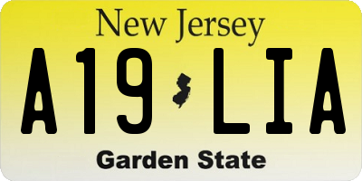 NJ license plate A19LIA