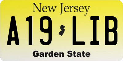 NJ license plate A19LIB