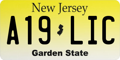 NJ license plate A19LIC