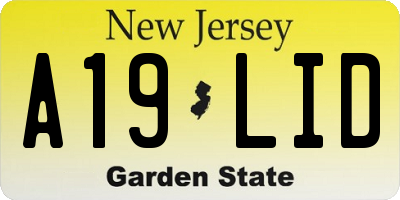 NJ license plate A19LID