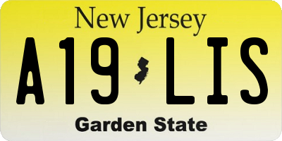 NJ license plate A19LIS