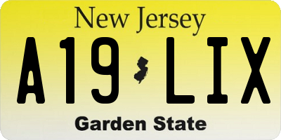 NJ license plate A19LIX