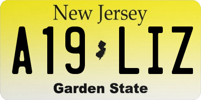 NJ license plate A19LIZ