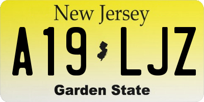 NJ license plate A19LJZ