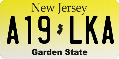 NJ license plate A19LKA