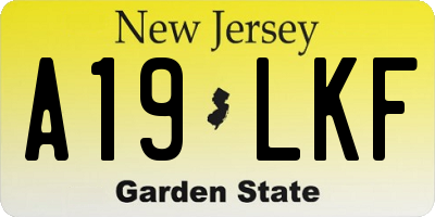 NJ license plate A19LKF