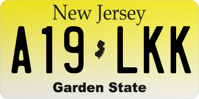 NJ license plate A19LKK