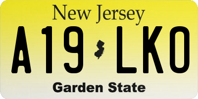 NJ license plate A19LKO