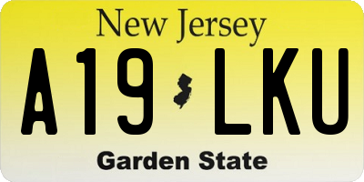 NJ license plate A19LKU